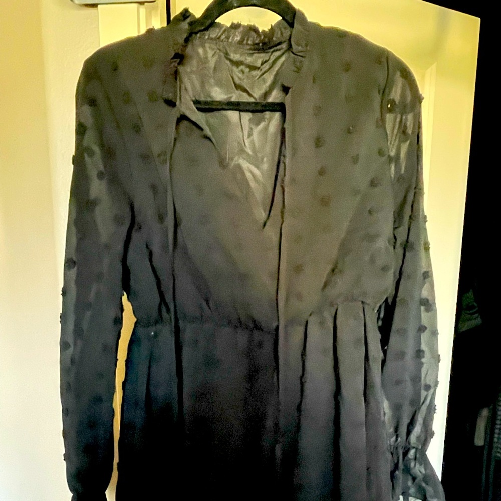 *NEVER WORN* Tufted Black Dress with Long Sleeves